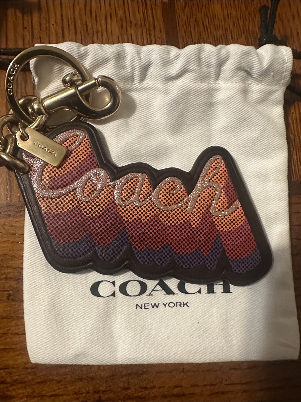 Coach Multicolor Leather Keychain Charm - Orange, Burgundy, Purple
